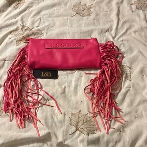 L&B Vibrant Pink Fringe Wristlet